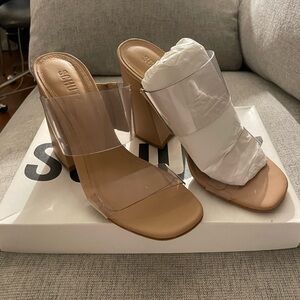 Schutz Victorie High Block Sandal, Honey Beige- Size 8 Women's Heels NWT